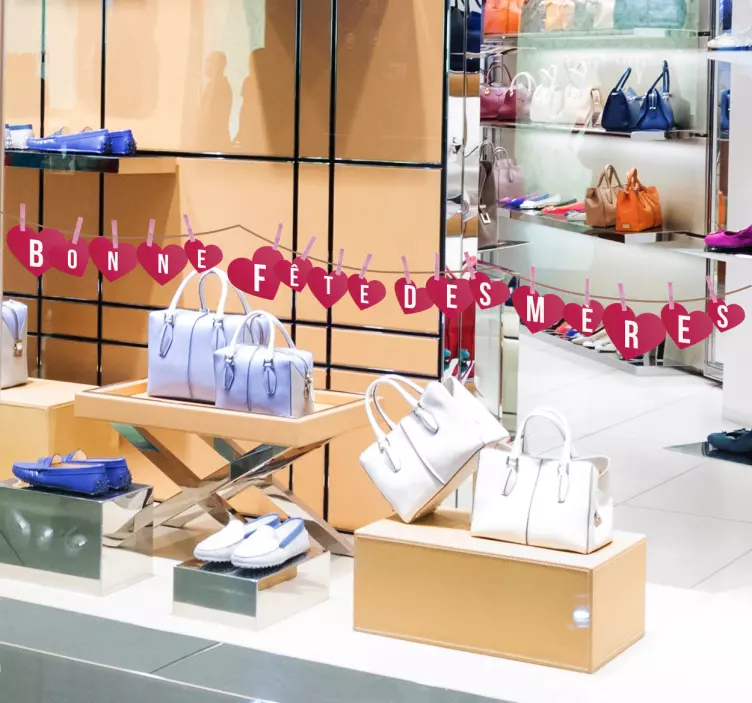 Sticker vitrine fête des mères cœurs - TenStickers