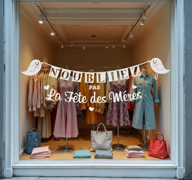 Sticker vitrine oiseaux de la fête des mères - TenStickers