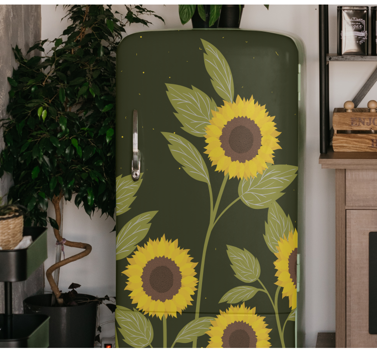 Sticker fleur emballage frigo tournesol - TenStickers