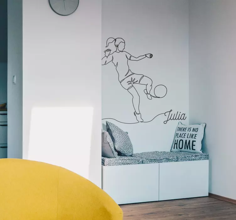 Sticker Footballeur Joueur de football féminin minimaliste - TenStickers