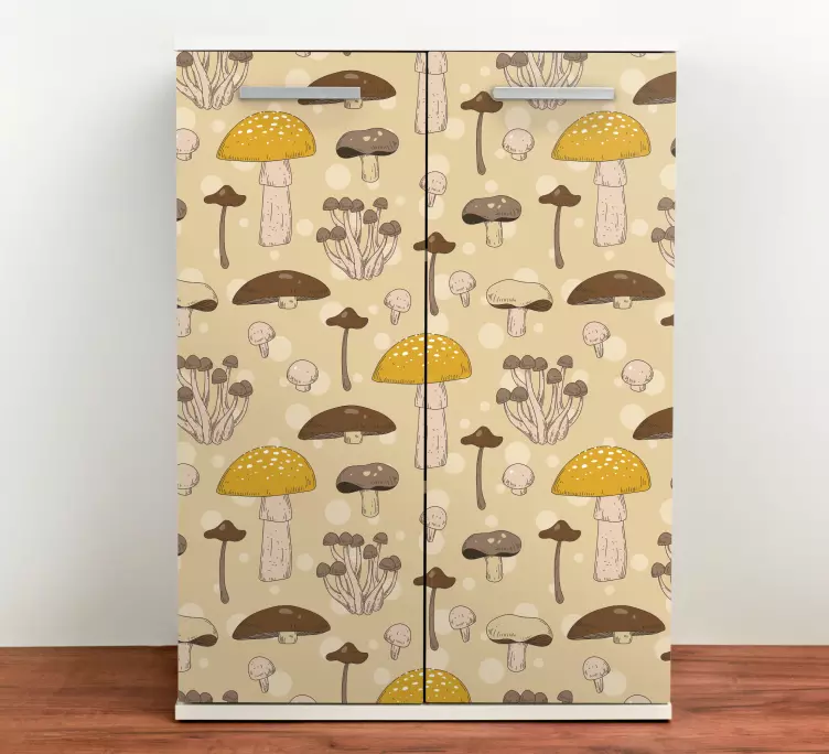 Adhésif meuble couverture à motif champignon - TenStickers