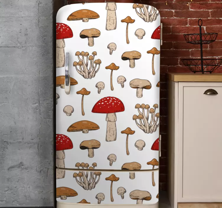Sticker frigo décoration de cuisine aux champignons - TenStickers