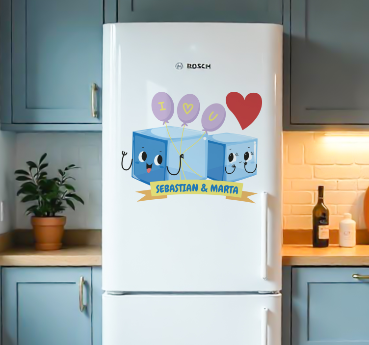 Sticker frigo des glaçons avec vos noms - TenStickers