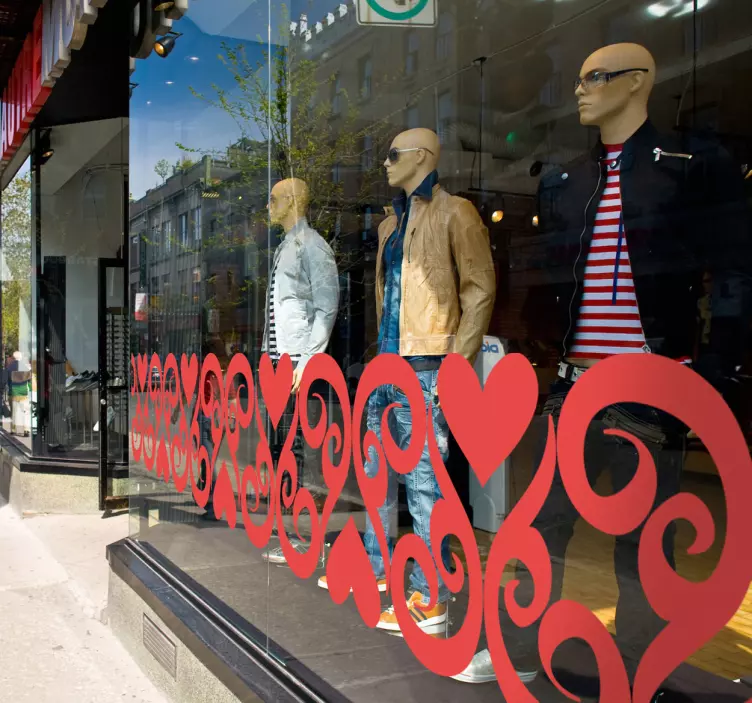 Sticker frise cœurs monocolore - TenStickers