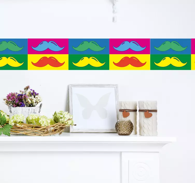 Sticker frise pop art moustache - TenStickers