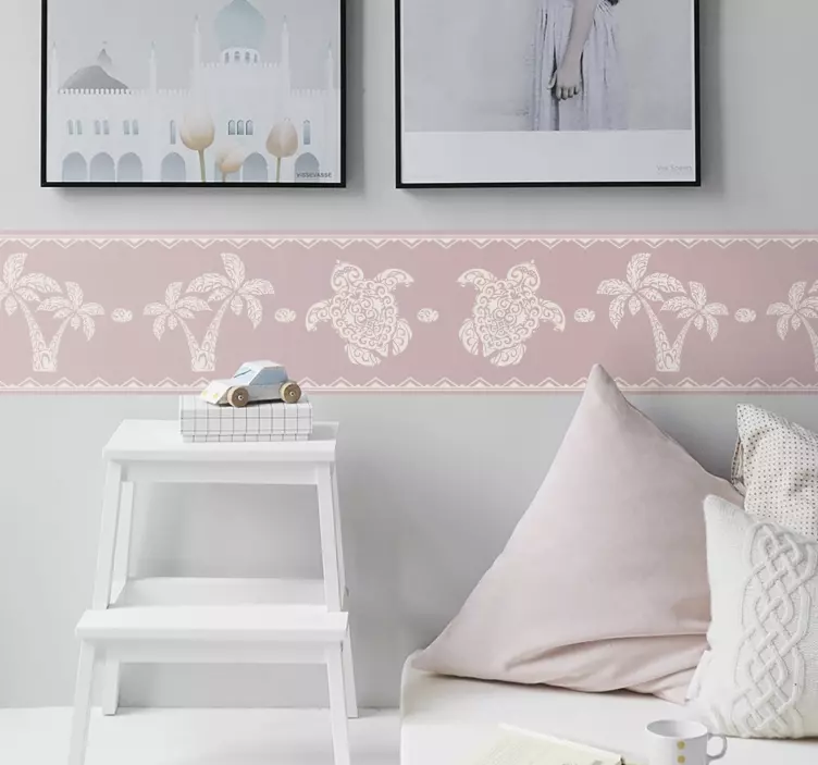 Frise Mural Tortue hawaienne et palmiers - TenStickers