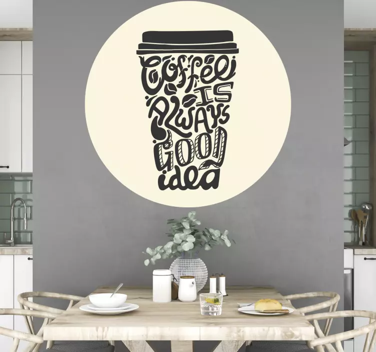 Sticker gastronomie citation sur la tasse de café - TenStickers