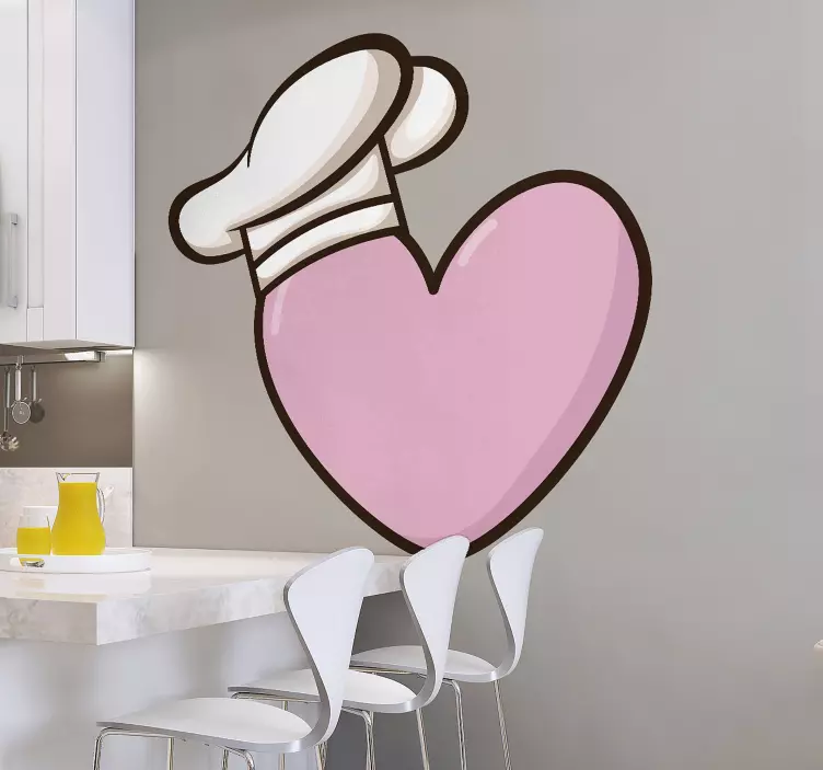 Sticker gastronomie coeur avec toque de chef - TenStickers
