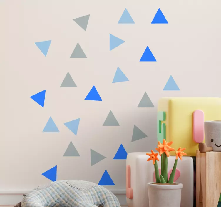 Sticker géométrique triangles bleus et gris - TenStickers