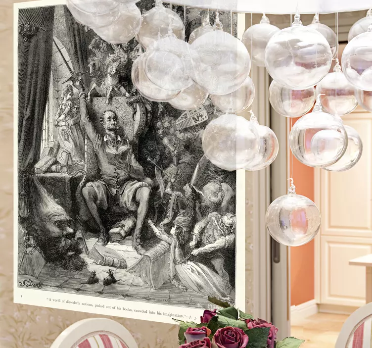 Sticker gravure Don Quichotte Doré - TenStickers