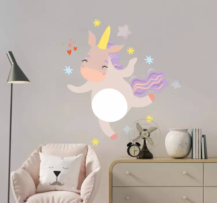 Sticker illustration licorne grise dansant - TenStickers