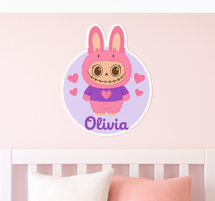 Sticker illustration monstre lapin avec nom - TenStickers
