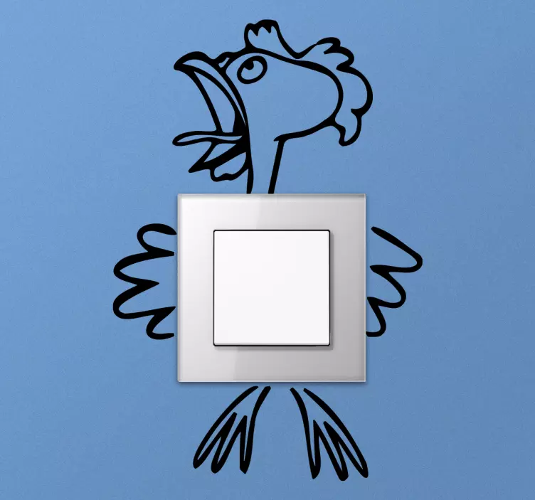 Sticker interrupteur silhouette de coq joyeux - TenStickers