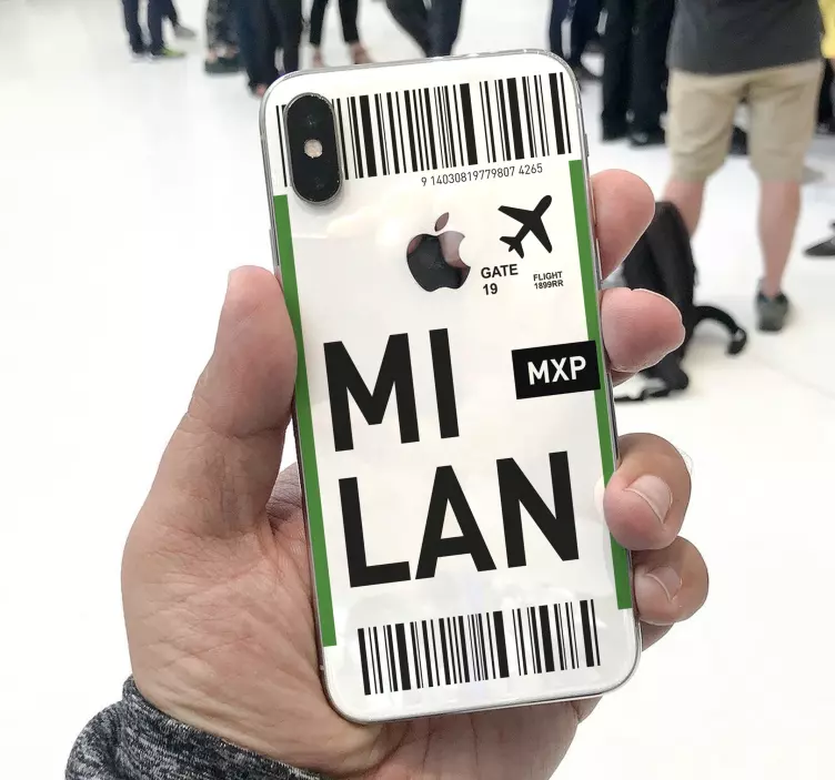 Sticker iphone carte d'embarquement de milan - TenStickers
