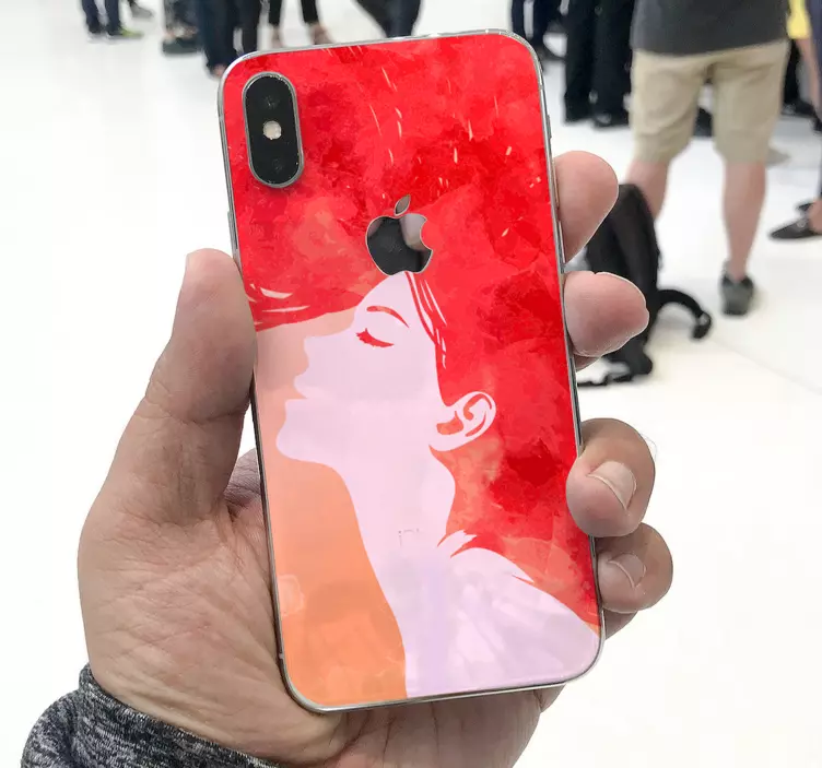 Sticker iphone silhouette femme rouge - TenStickers