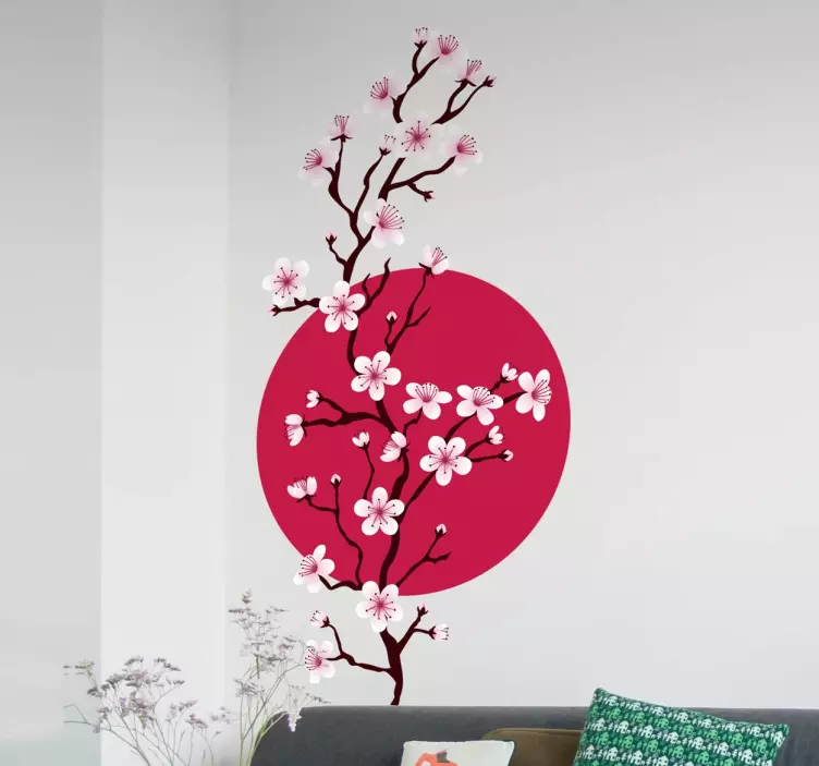 Sticker mural pour salon Japon cerisier sakura - TenStickers