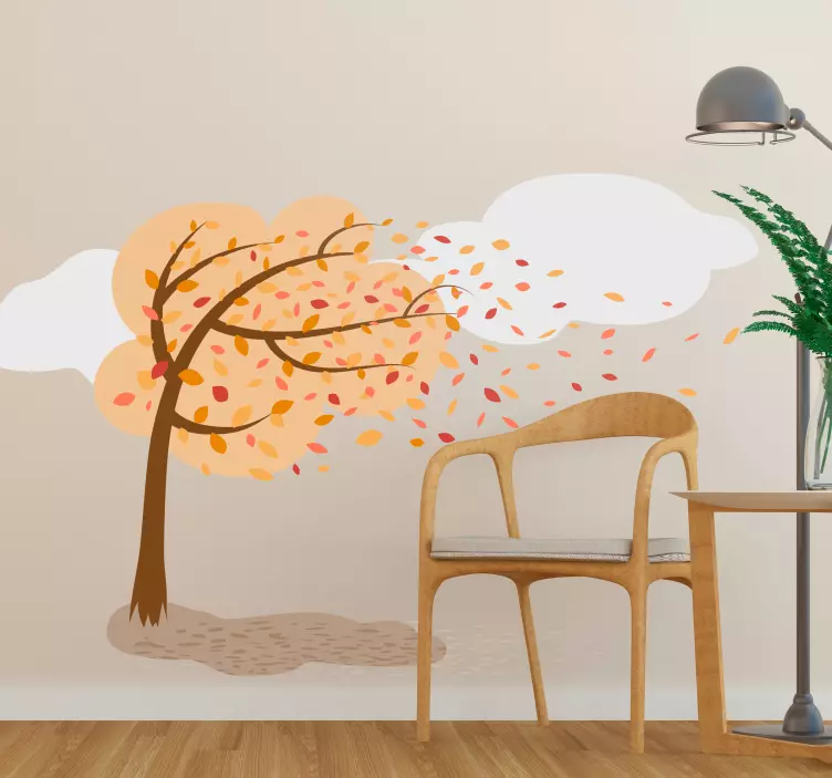 Sticker Maison Dessin paysage d'automne - TenStickers
