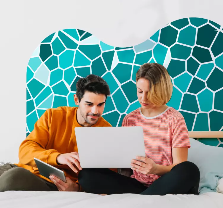 Sticker Maison Mosaïque Bleue - TenStickers