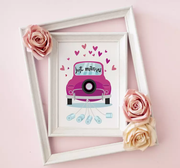 Sticker mariage voiture de noces rétro - TenStickers