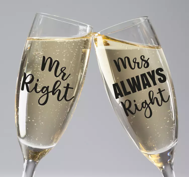 Sticker mariage toast couple verres - TenStickers