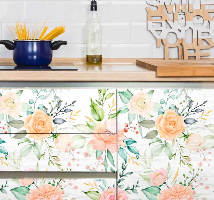 Adhésif meuble roses pastel - TenStickers