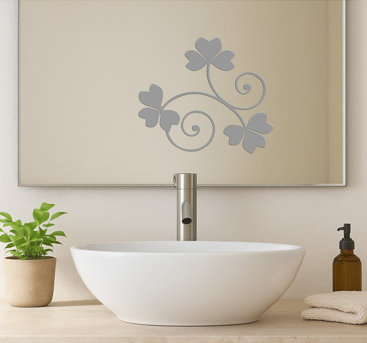 Sticker miroir tourbillon floral trèfle - TenStickers