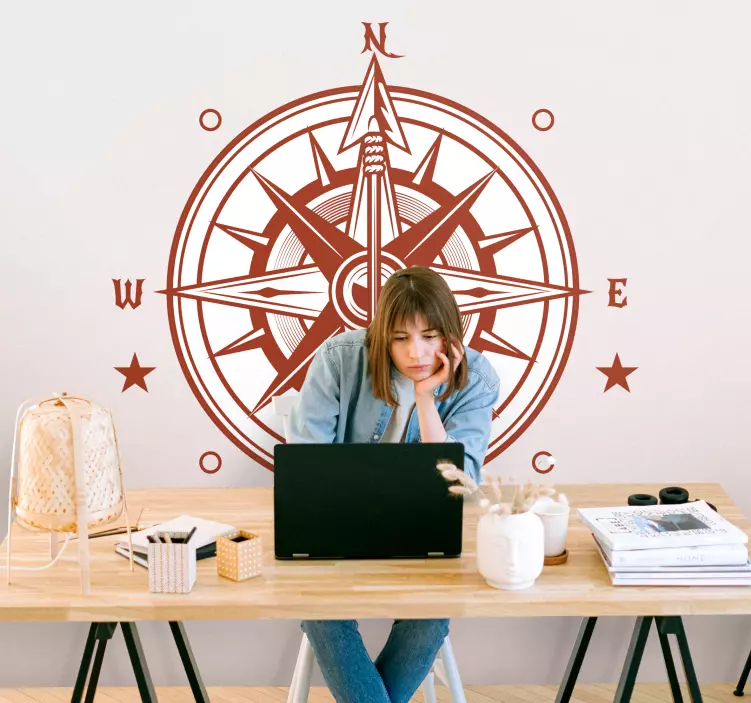 Sticker monde boussole de direction nautique - TenStickers