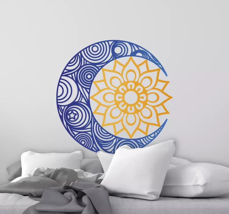Sticker monde design fleur de lune - TenStickers