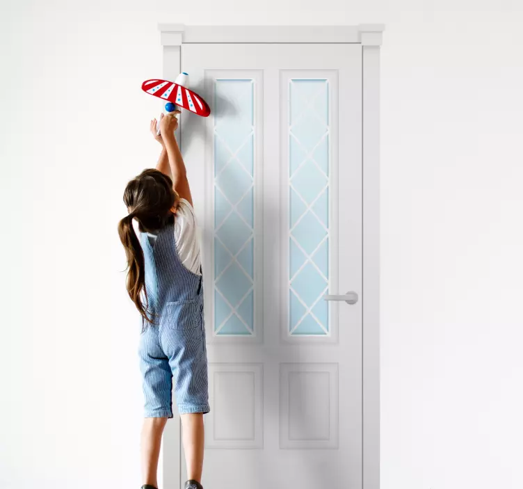 Sticker monde enfant atteignant un parapluie - TenStickers