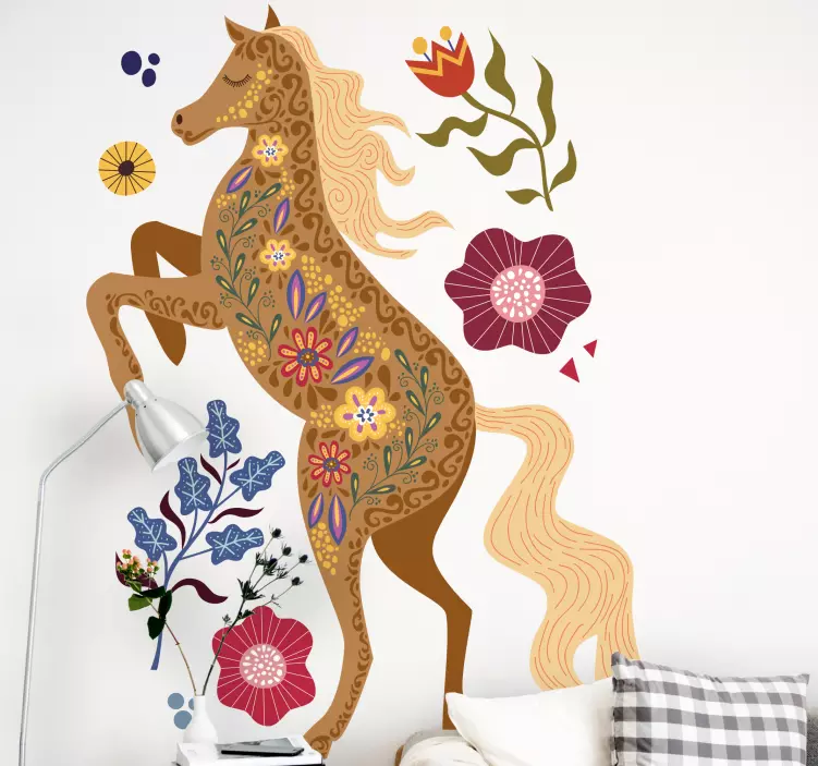 Sticker motif de cheval floral - TenStickers