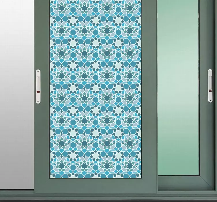 Sticker fenêtre carrelage oriental bleu - TenStickers