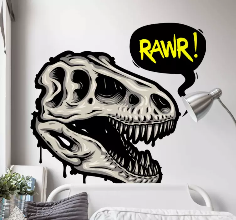 Sticker mural dinosaure crâne rugissant - TenStickers