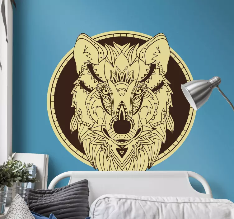 Sticker mural dinosaure tête de loup artistique - TenStickers