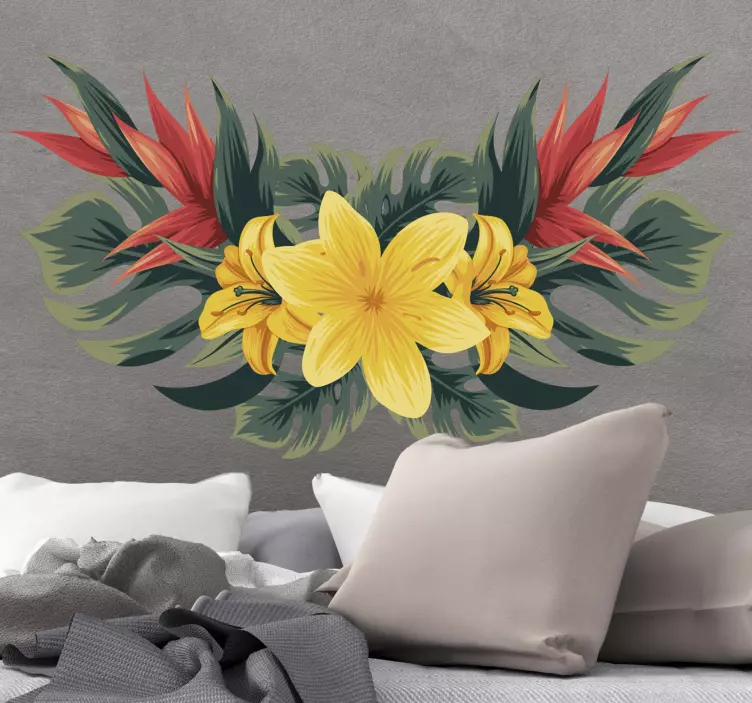 Sticker Fleur Arc floral tropical - TenStickers