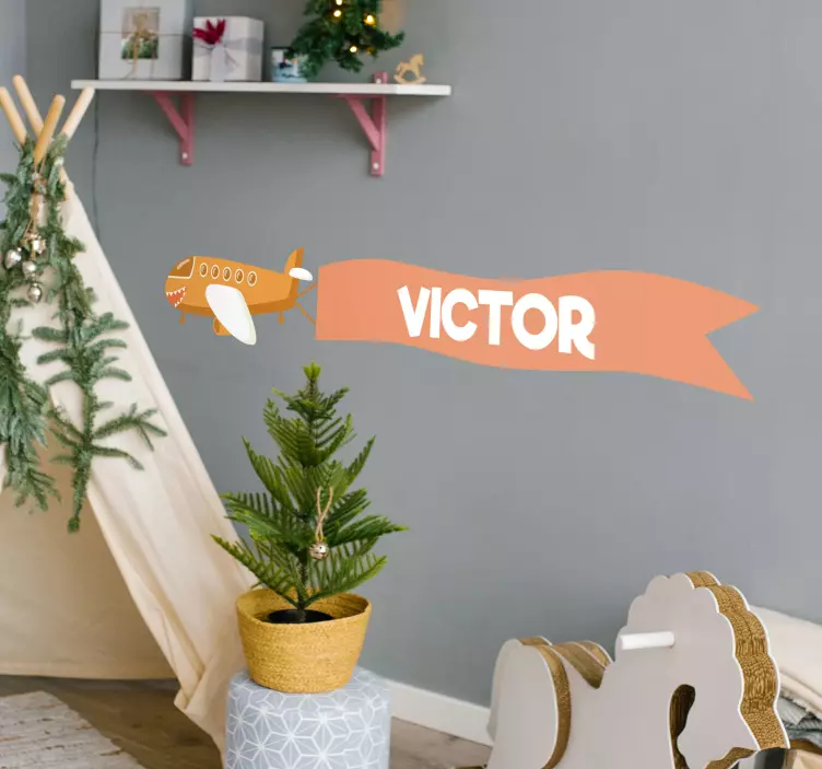 Sticker Avion militaire orange avec nom - TenStickers