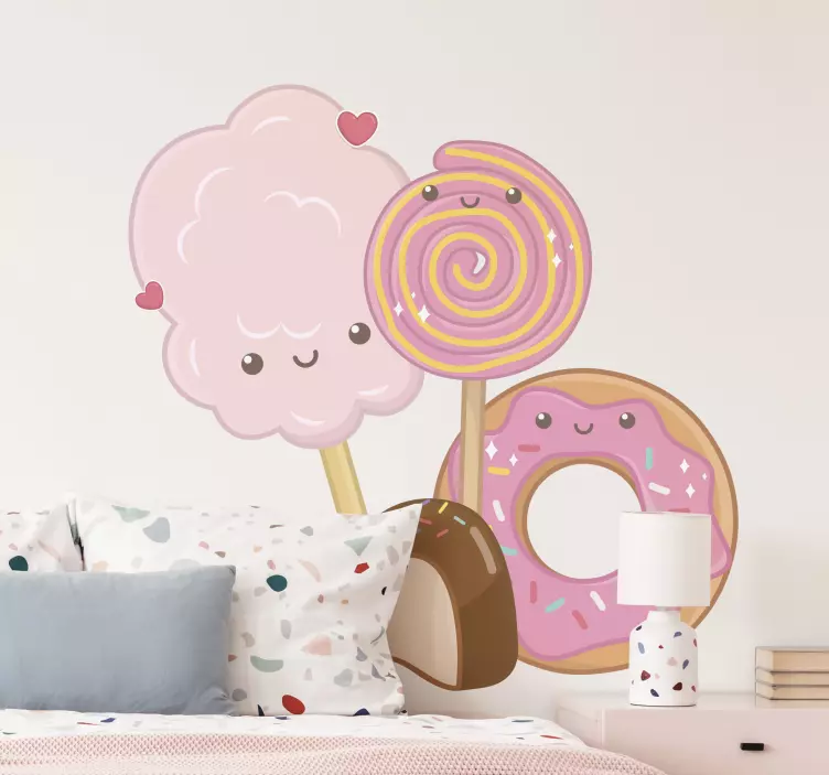 Sticker chambre enfant bonbons style anime - TenStickers