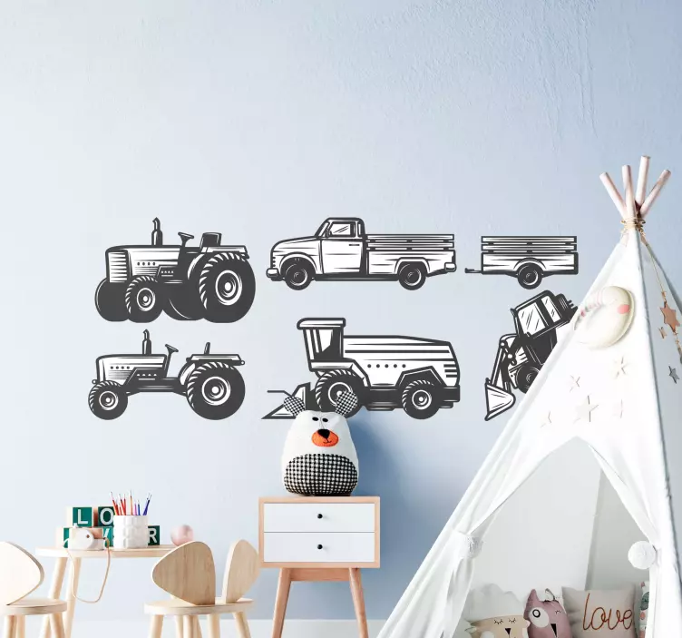 Sticker Jouet Pack de dessin de tracteur - TenStickers