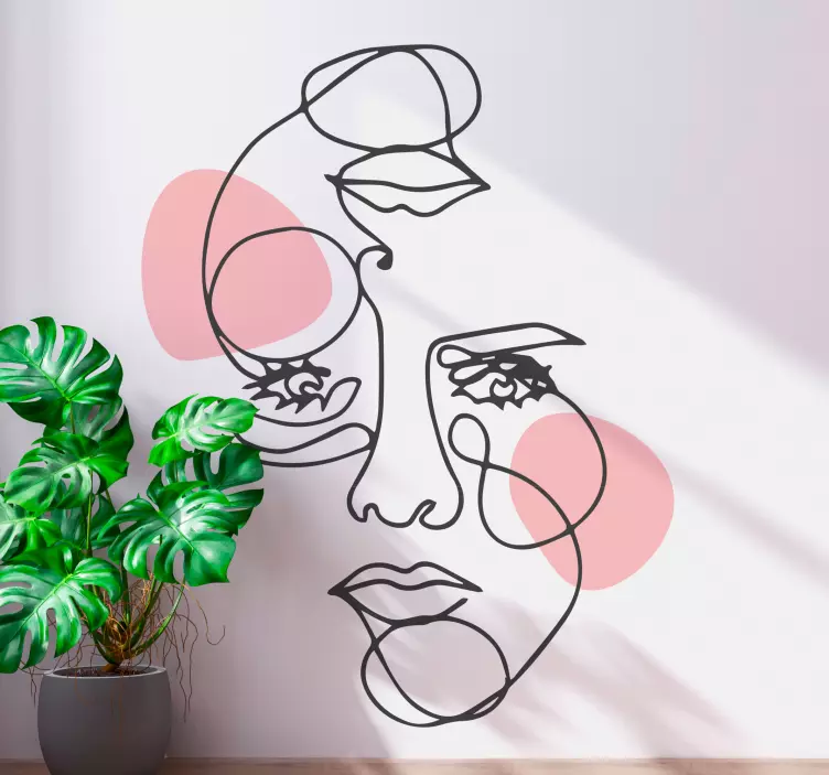 Sticker Mural Visage de femme lignes minimales - TenStickers