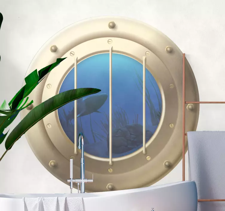 Sticker Requins dans la fenêtre sous-marine - TenStickers