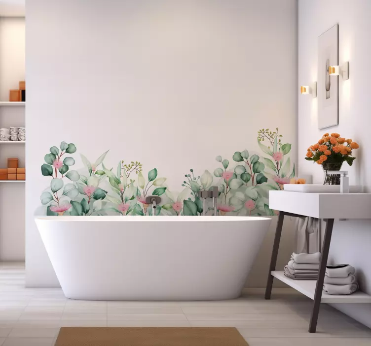 Autocollant pour salle de bain fleurs plantes - TenStickers