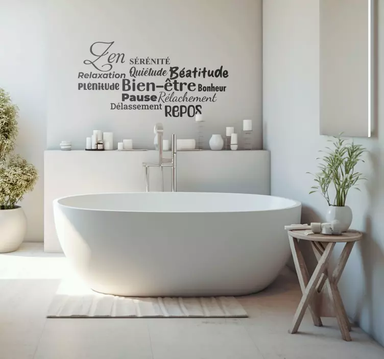 Sticker mural salle de bain Bains de bonheur - TenStickers