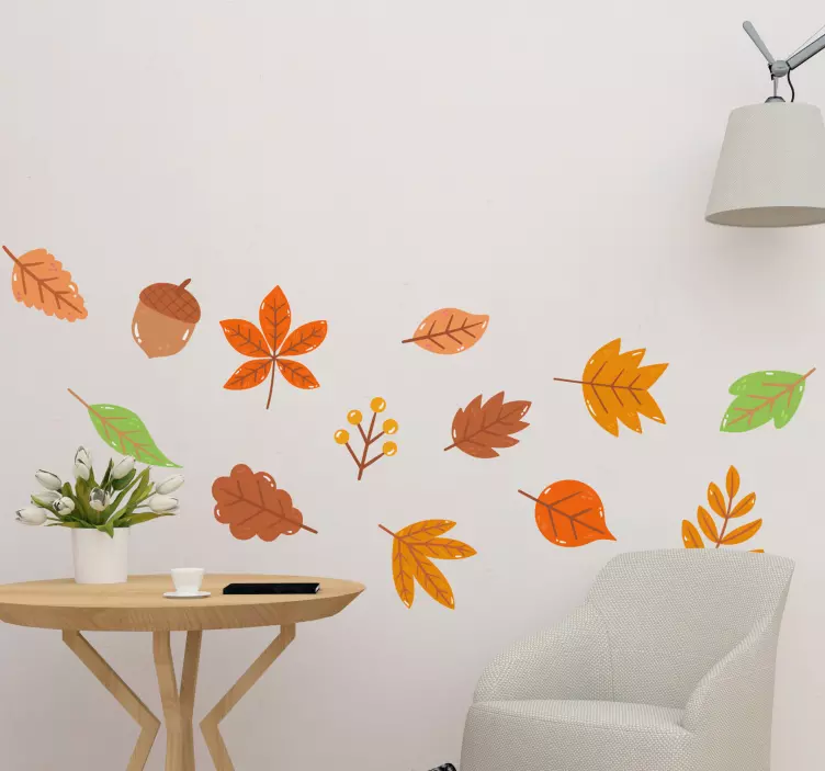 Sticker nature collection de feuilles d'automne - TenStickers