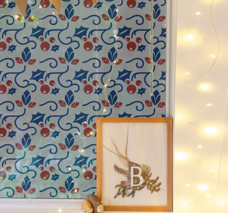 Sticker nature fond bleu fleuri - TenStickers