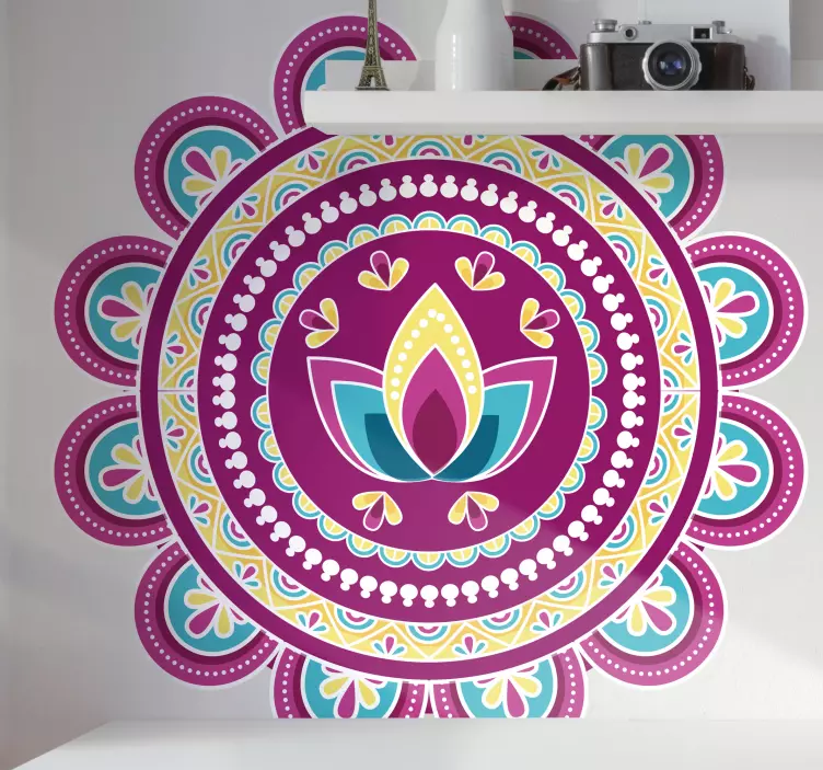 Sticker nature mandala de lotus coloré - TenStickers