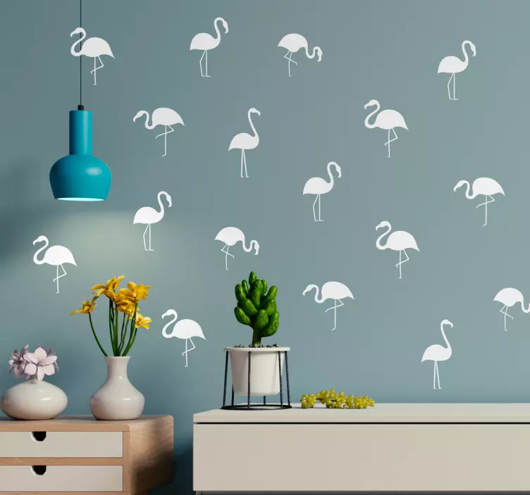 Sticker Oiseau Flamands Roses Monochrome - TenStickers