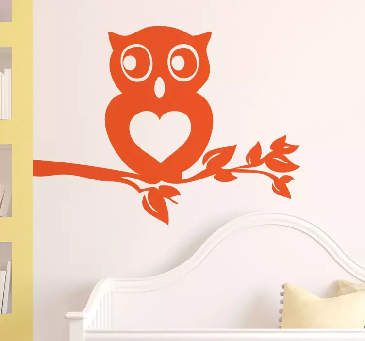 Sticker oiseau hibou coeur - TenStickers