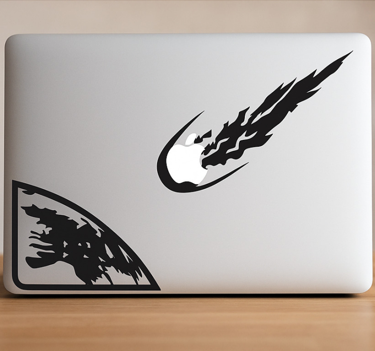 Sticker ordinateur impact de météore sur un macbook - TenStickers