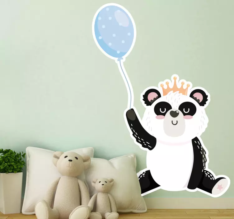 Sticker panda adorable avec ballon - TenStickers