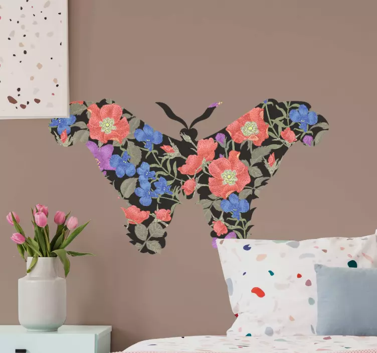 Sticker papillons forme de papillon floral - TenStickers