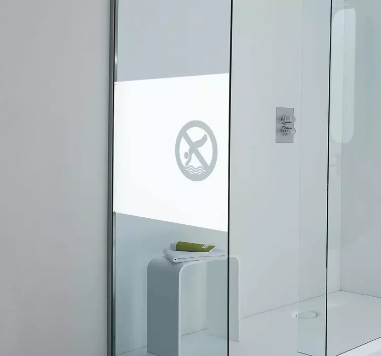 Sticker paroi de douche panneau d'interdiction de baignade - TenStickers